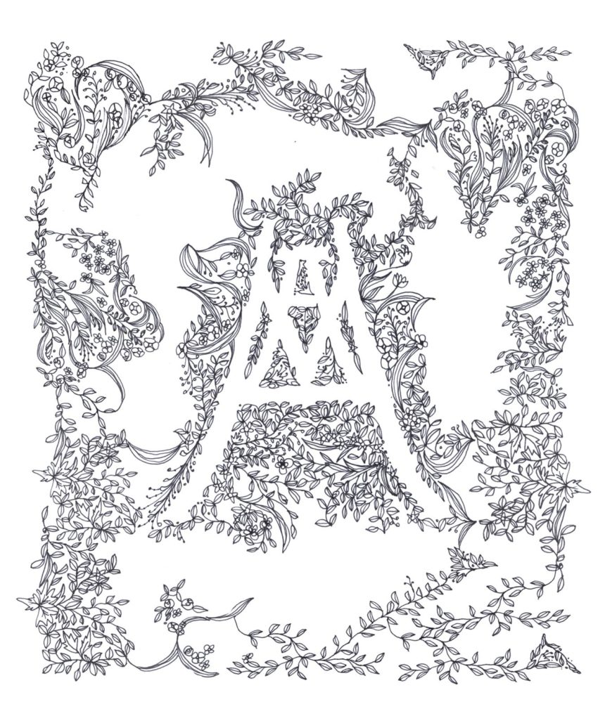 Monogramme illustrée avec des feuilles pour AVH.