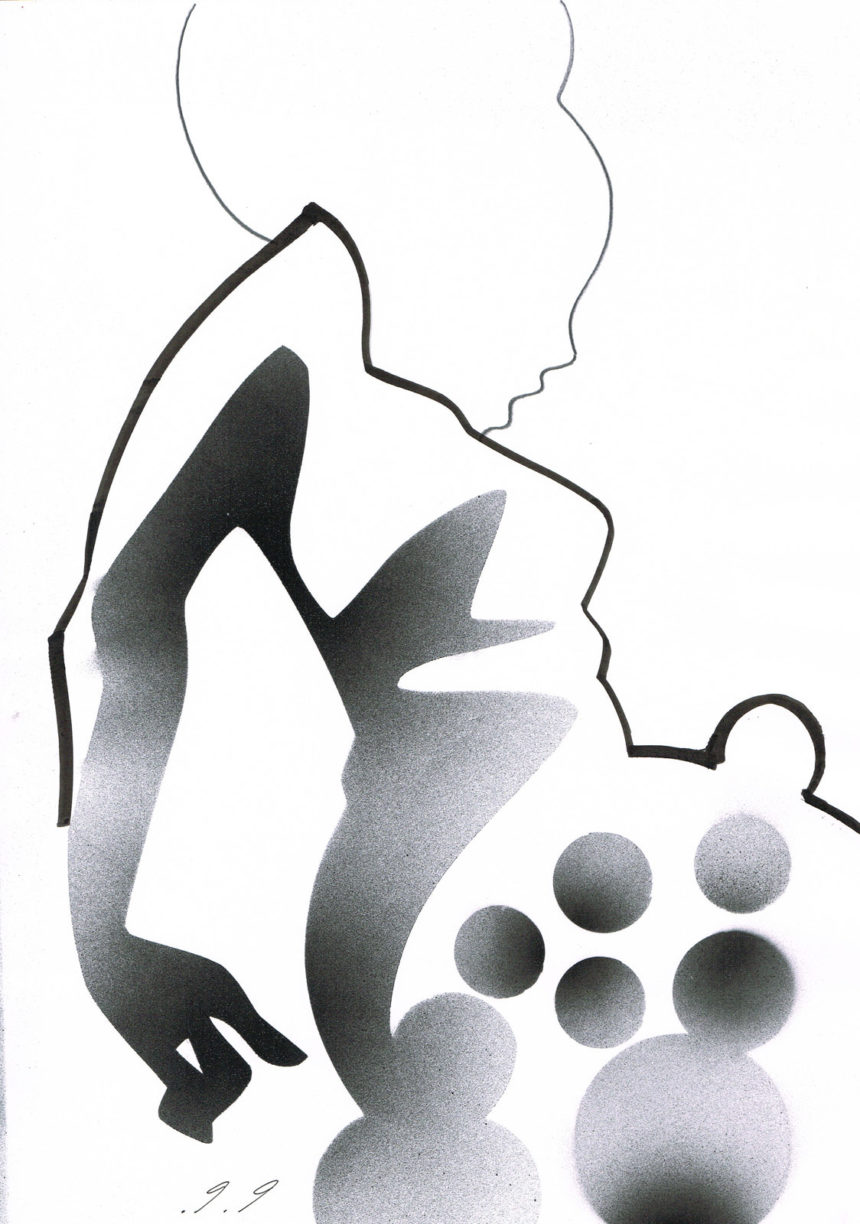 Woman silhouette with spray paint.