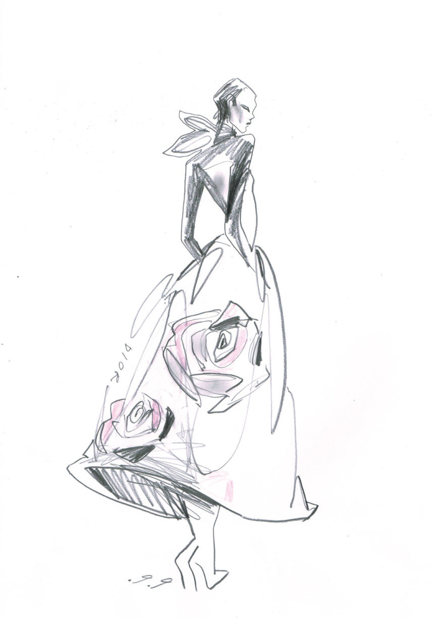 Fashion illustration with flowers.