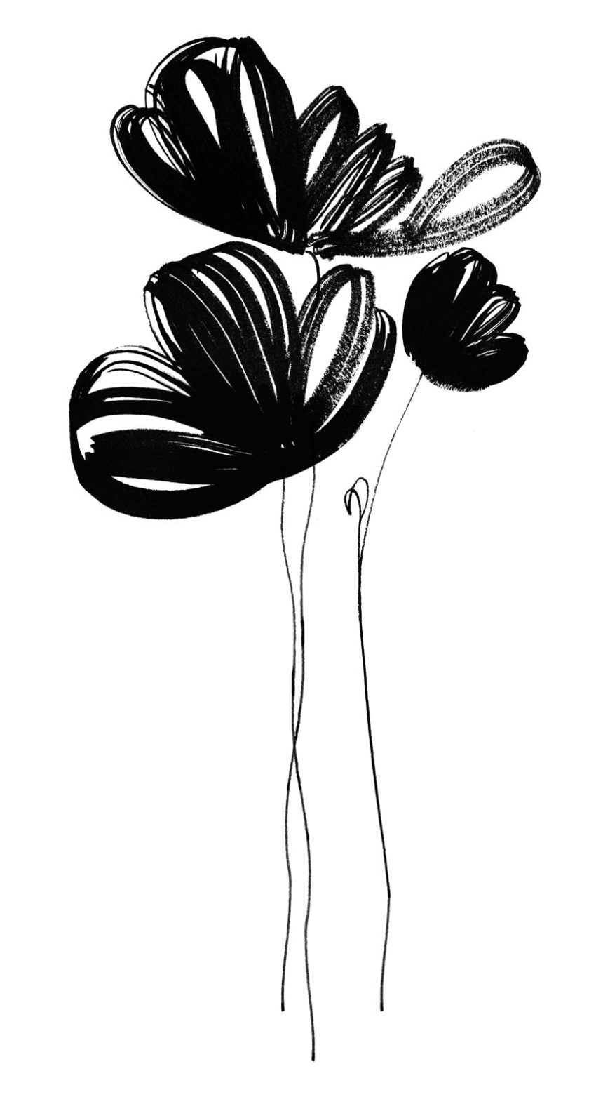 Ink illustration of black flower