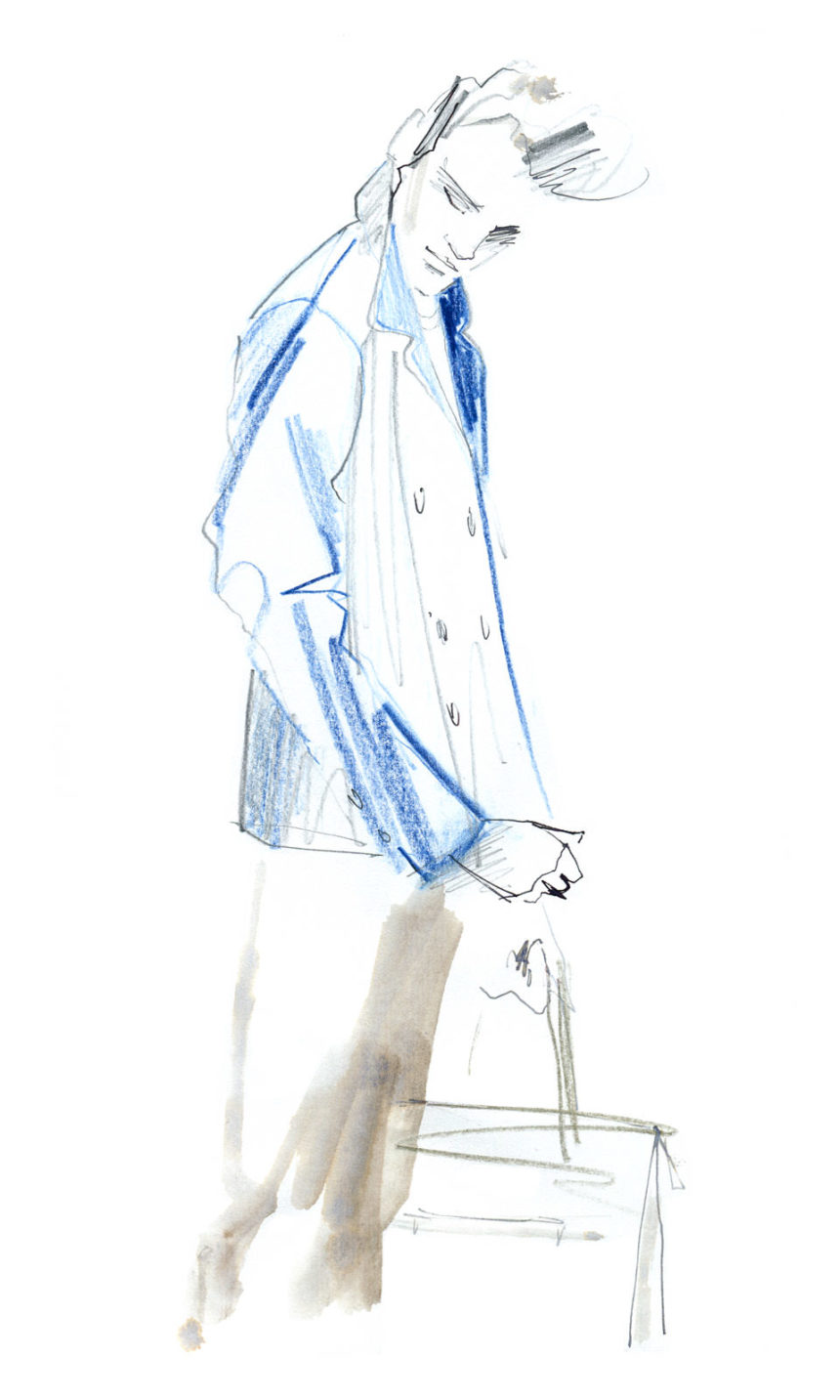 Illustration of man in casual outfit for H&M wall graphics