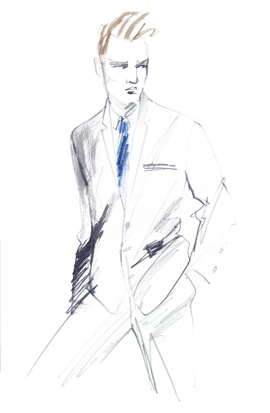 Illustration of man in suit for H&M wall graphics