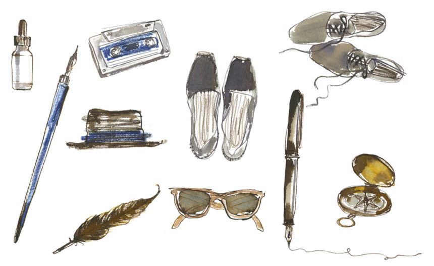 Illustration of mens accessories for H&M wall graphics