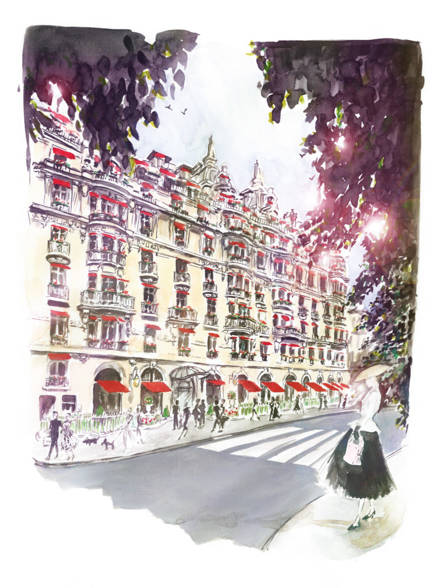 Illustration de la façade du Plaza Athénée