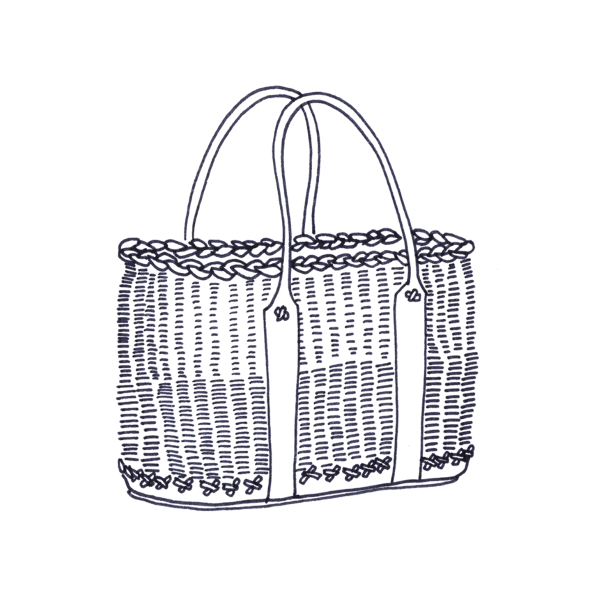 Pencil illustration of the Hermès Garden-pic bag.