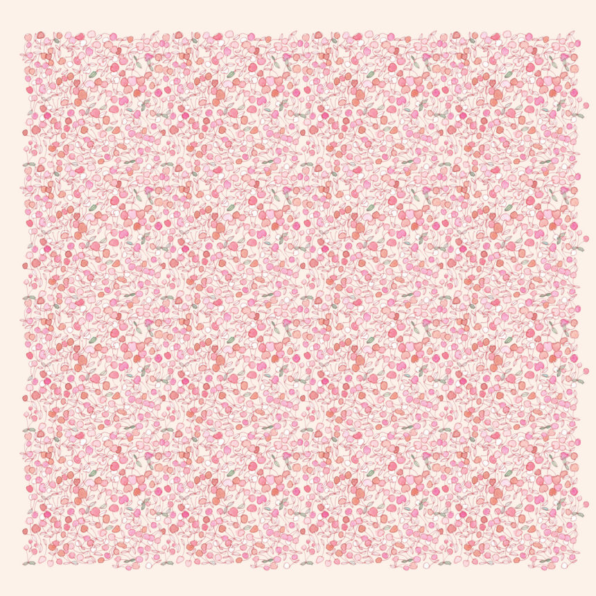 Pattern répété de cerises sur fond rose.