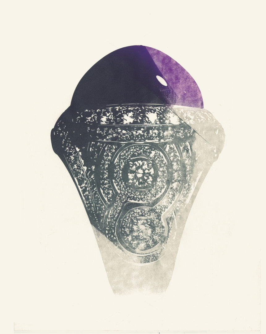 Monotype of purple Cartier ring.