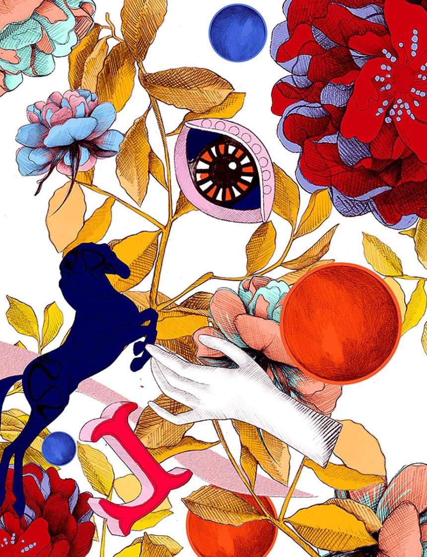 Fashion illustrator Spiros Halaris pattern