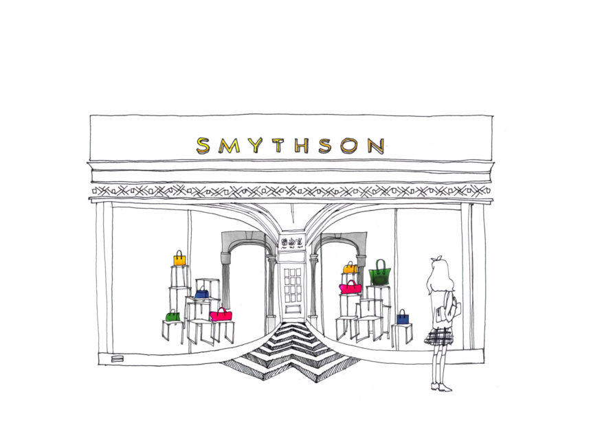 Illustration of the Smythson shopwindow in London.