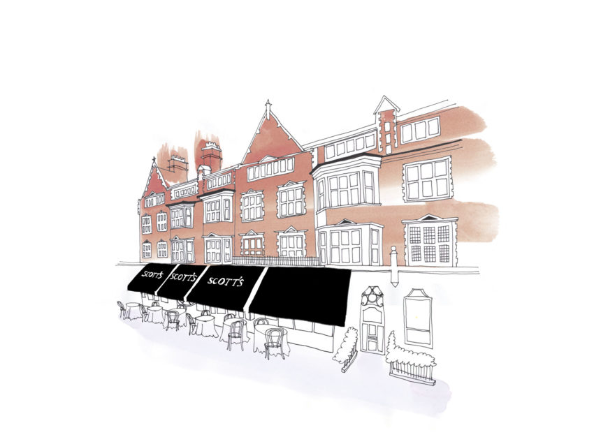 Illustration of the Scott's terrace in Mayfair London.