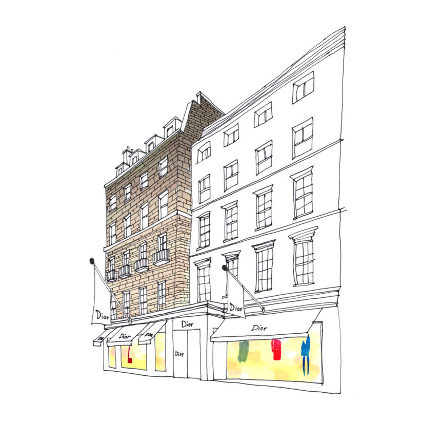 Illustration of the Dior boutique in London.