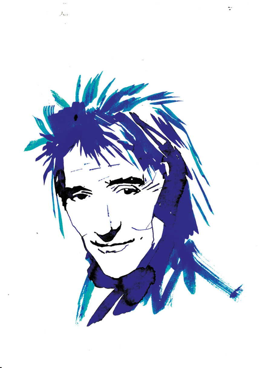Ink portrait of Rod Stewart