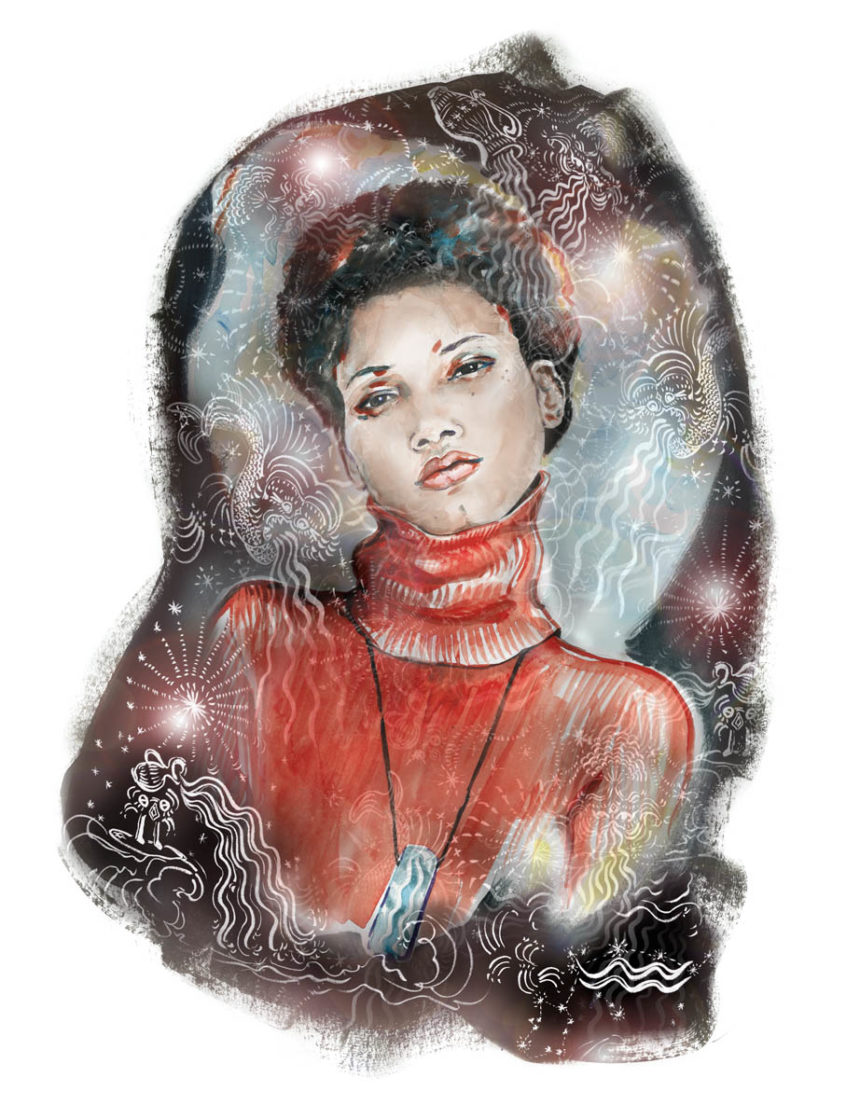 Illustrated portrait of a black girl.