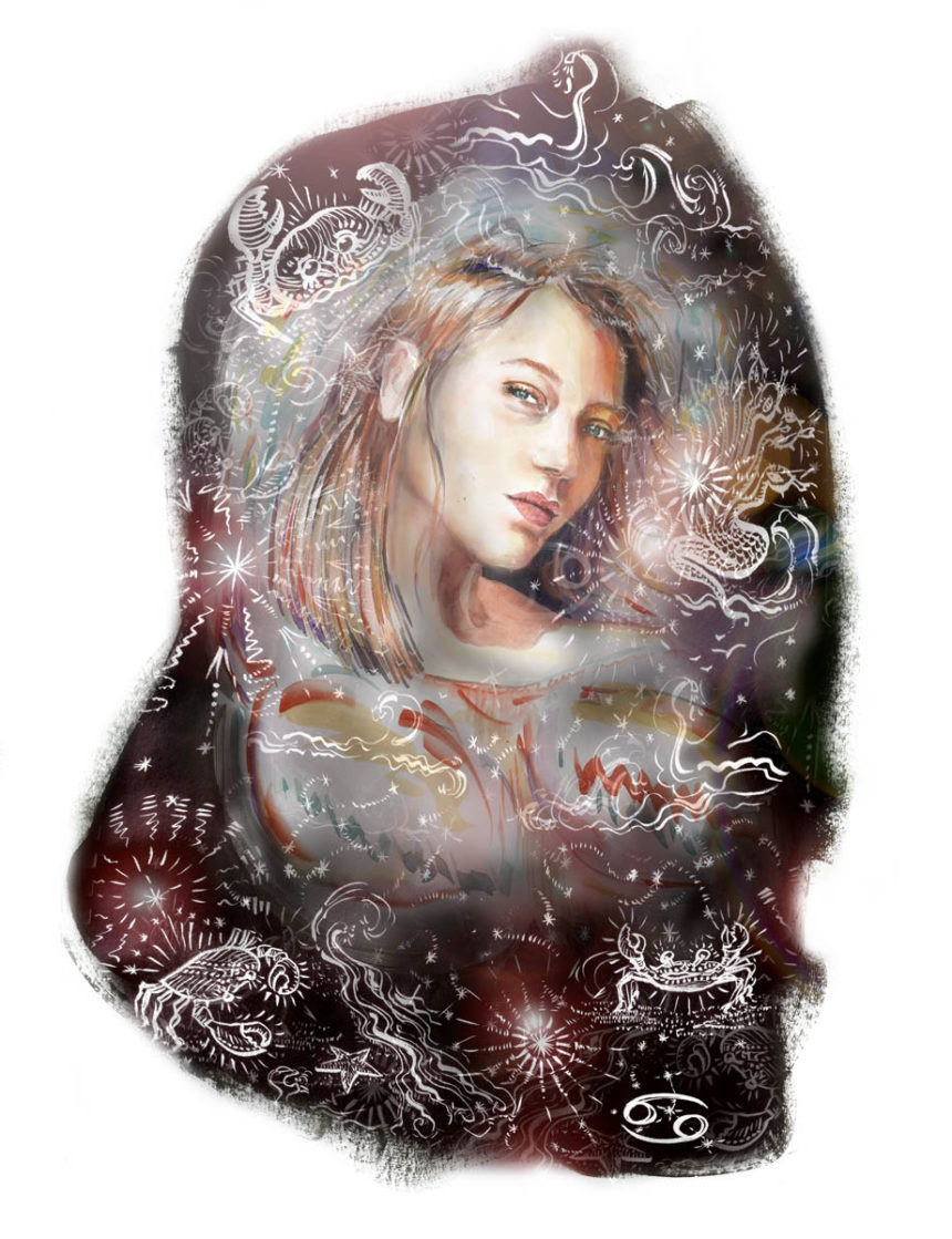 Illustrated portrait of Léa Seydoux.