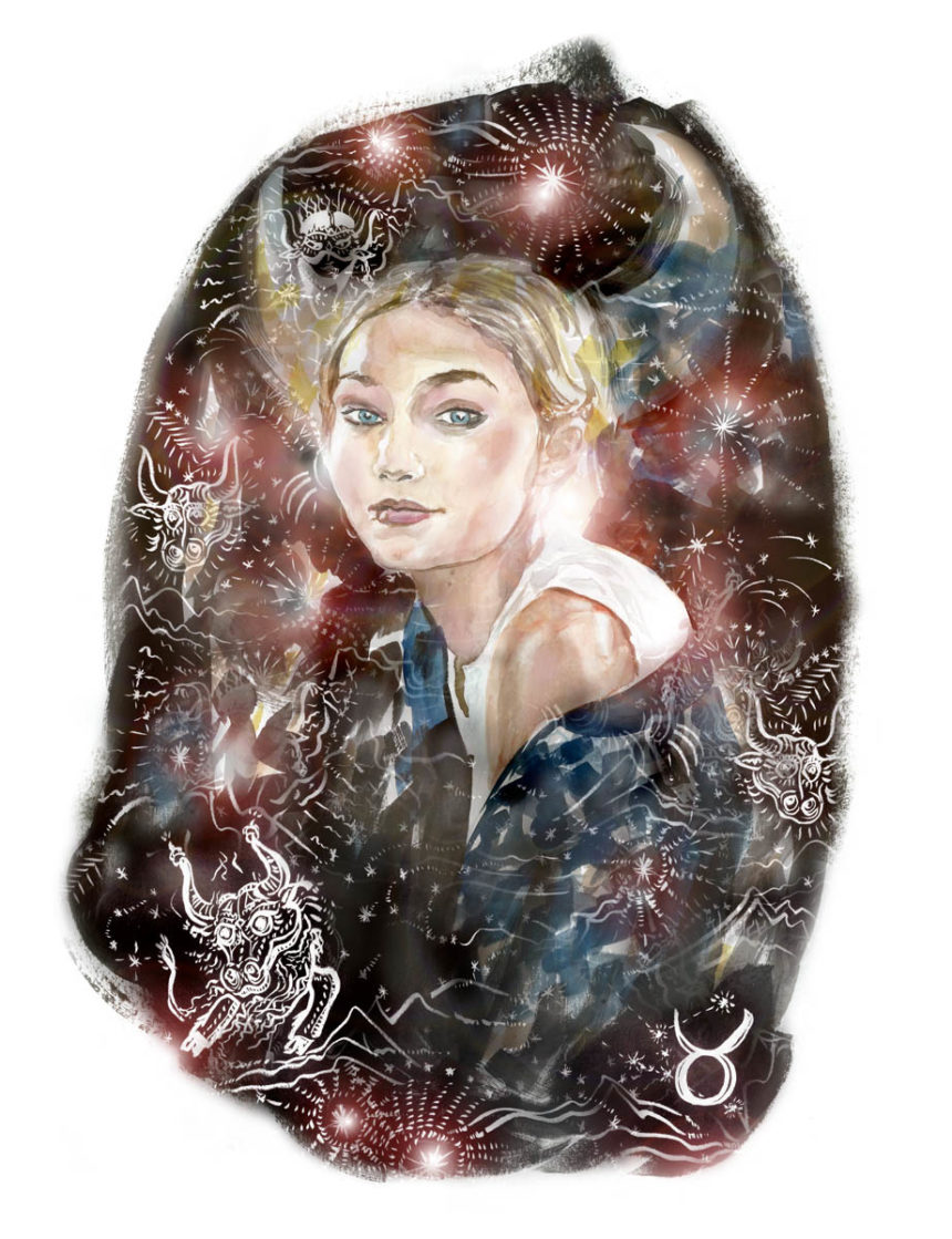 Illustrated portrait of Gigi Hadid