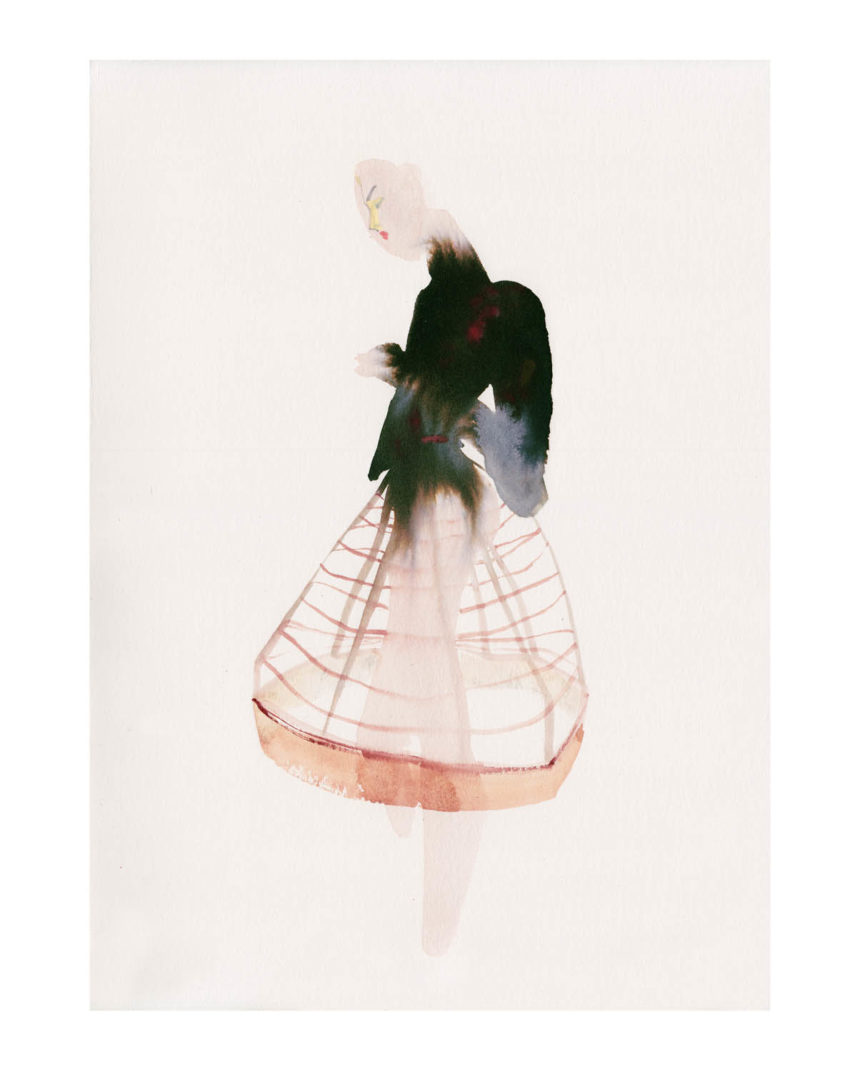 Illustration of a crinoline by Amelie Hegardt for the V&A Museum.