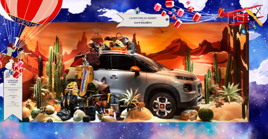 Photo of the Printemps Christmas windows with Citroën in 2017.