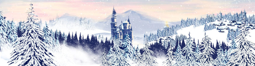 Digital illustration of a winter landscape.