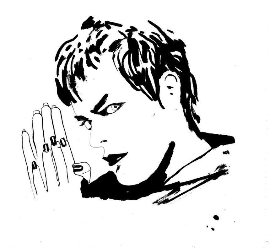 Ink portrait of Eddie