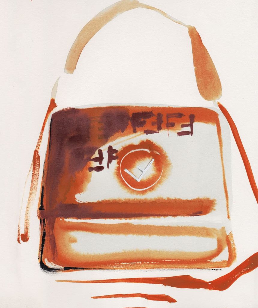 Illustration of Fendi bag, spring summer 2018, for Vogue Australia by Amelie Hegardt.