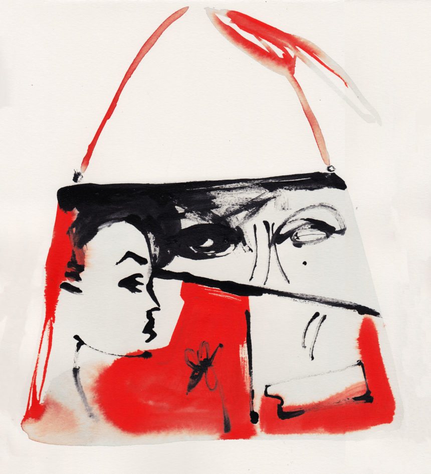 Illustration of Prada bag, spring summer 2018, for Vogue Australia by Amelie Hegardt.