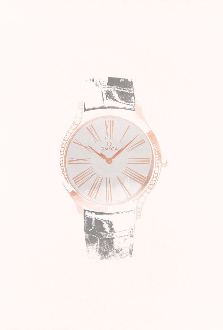 Illustration of Omega watch, for the Omega trésor collection by Aurore de La Morinerie.