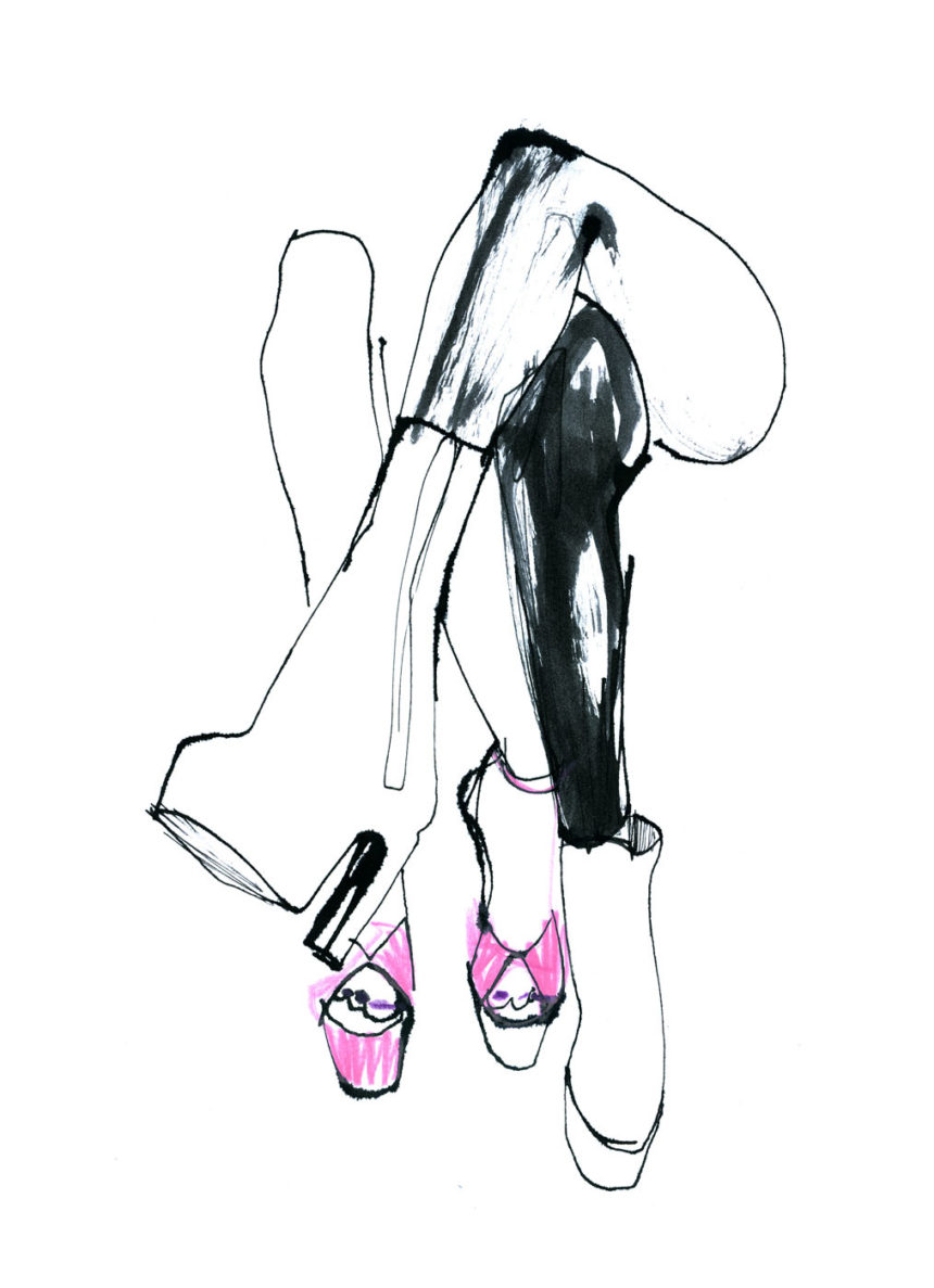 Illustration of crossed legs for H&M wall graphics