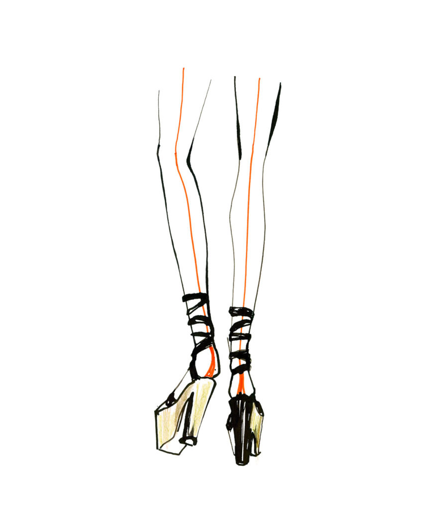 Illustration of legs and high heal shoes for H&M wall graphics.