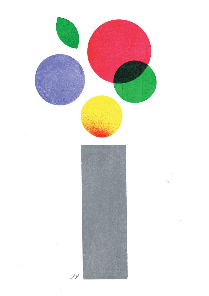 Illustration au découpage d'un bouquet de fleurs ronds en couleur.