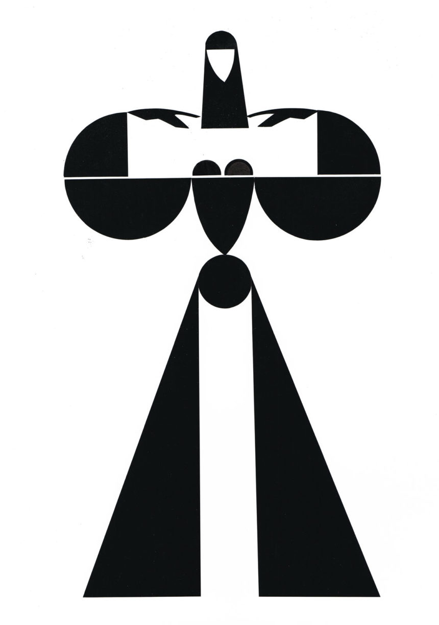 Illustration graphique d'une femme en robe noire.