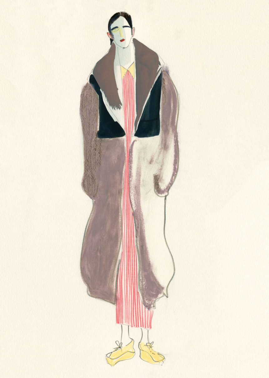 Illustrated fashion silhouette.