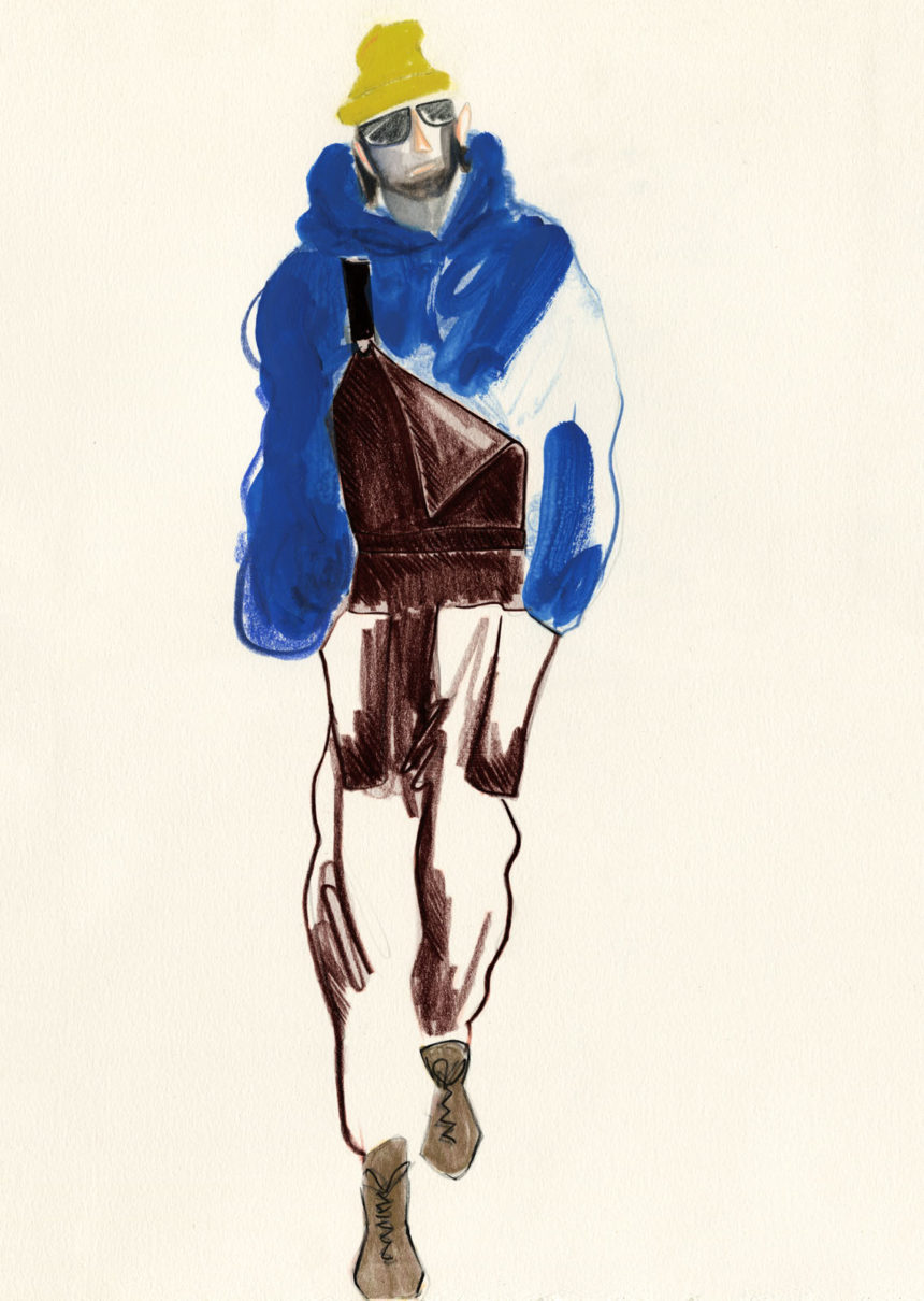 Illustration of man in fashion workwear.