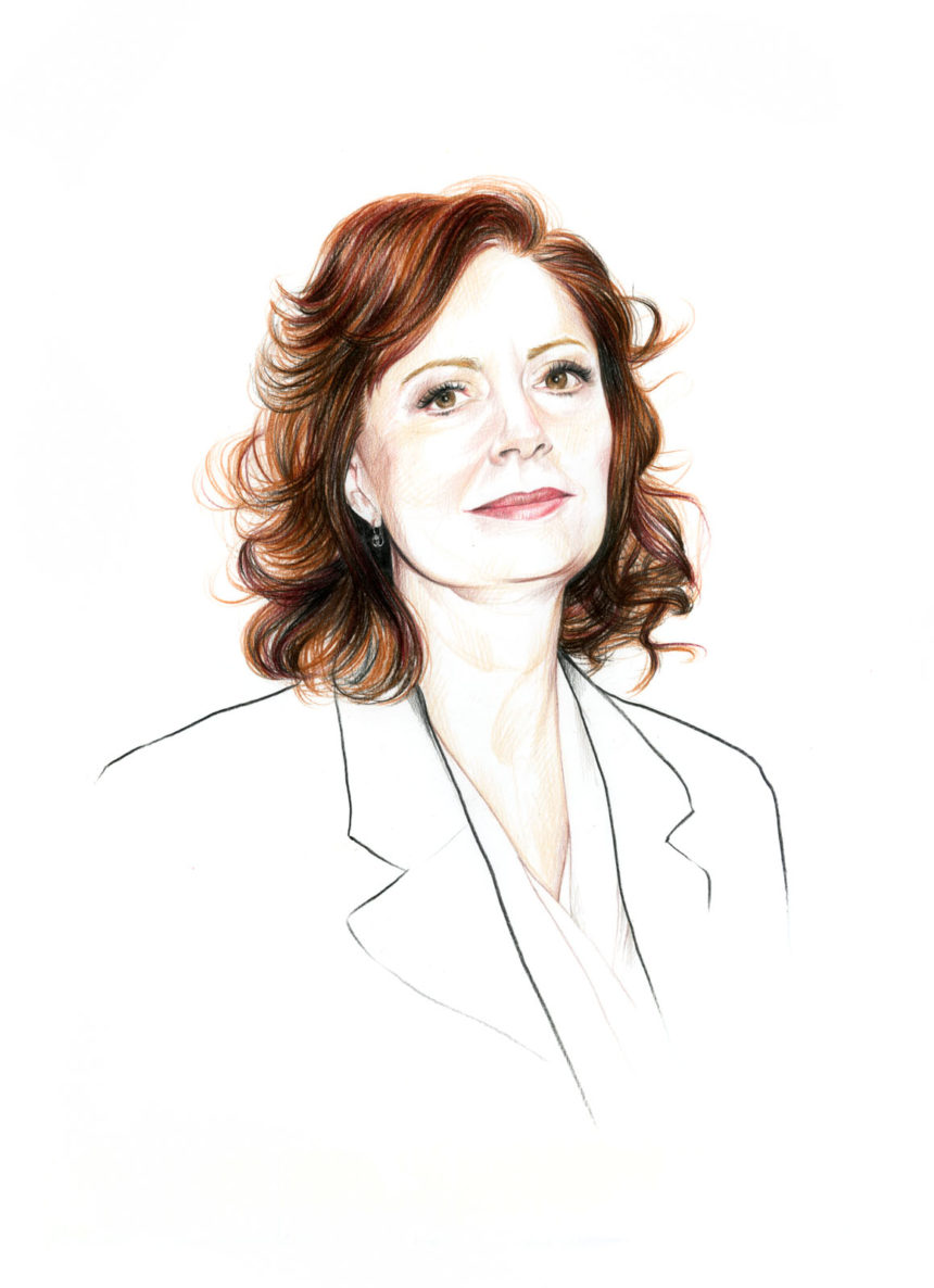 Crayon illustration of Susan Sarandon