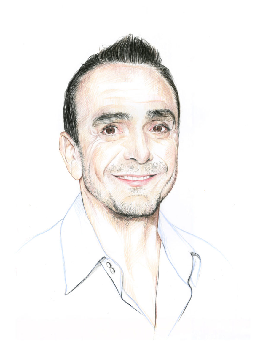 Crayon illustration of Hank Azaria