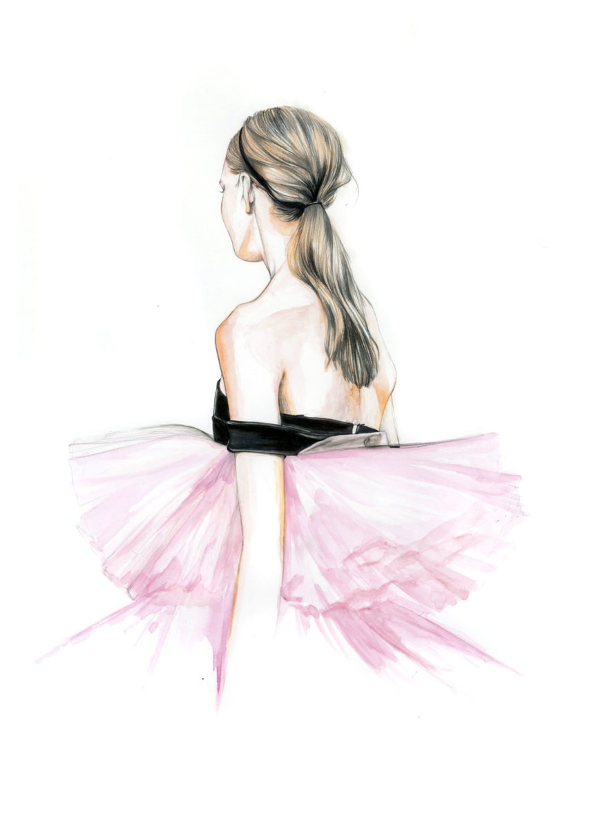 Illustration of Giambattista Valli pink dress