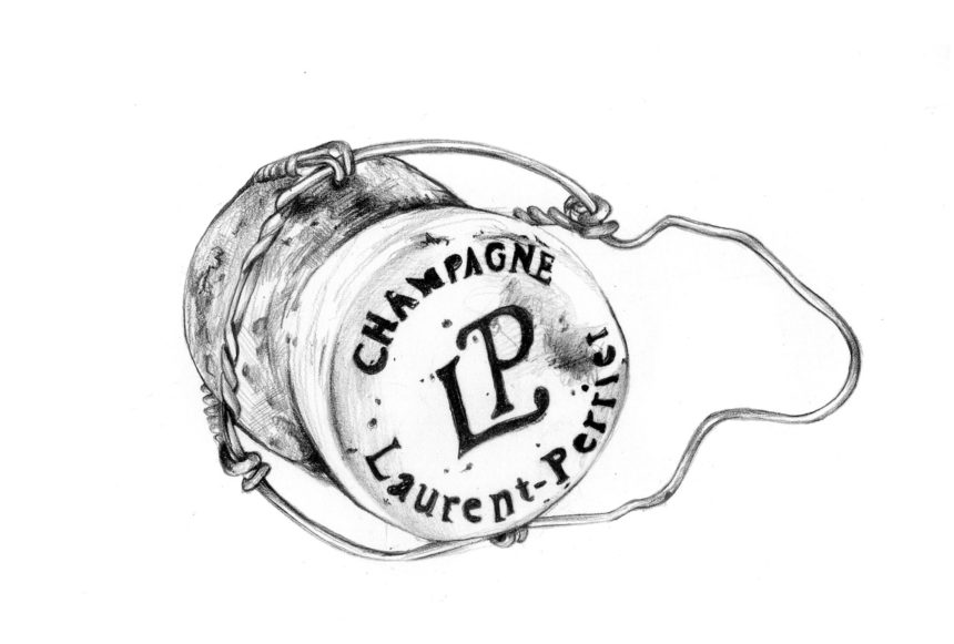Illustration en crayon d'un bouchon de champagne.