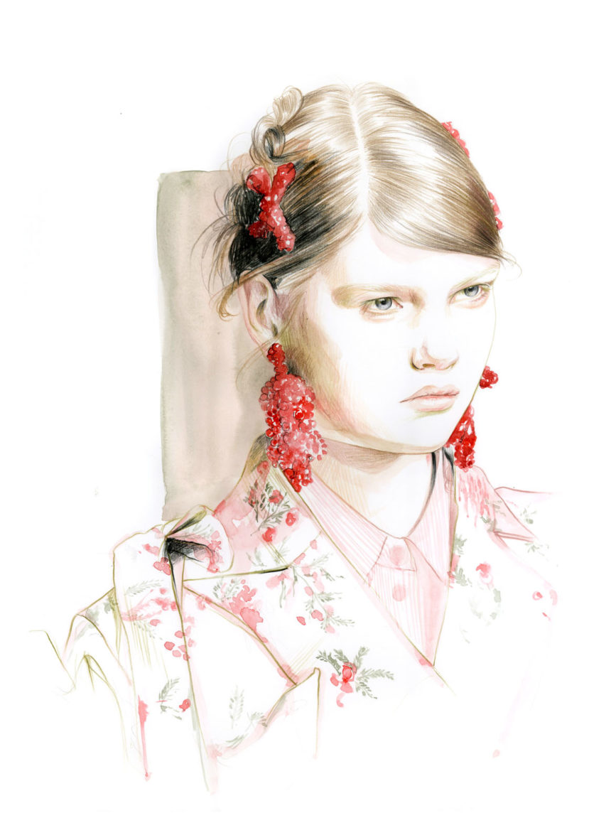 Illustration of Rodarte red earrings