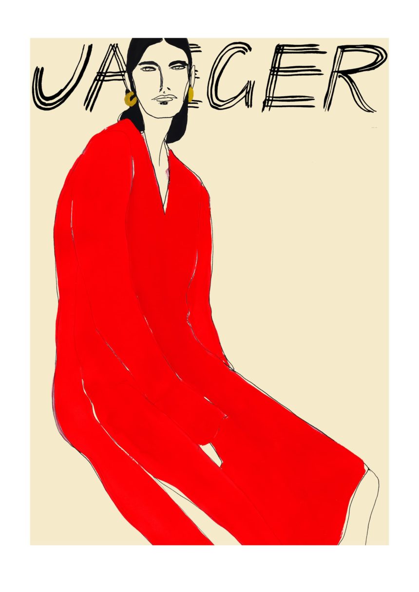 Illustration of women in red outfit