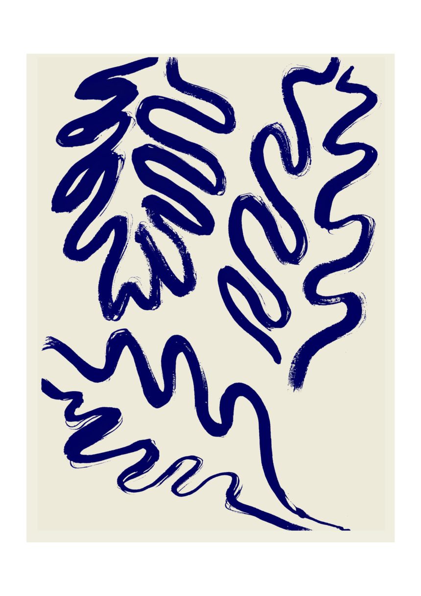 Illustration of blue leaves.