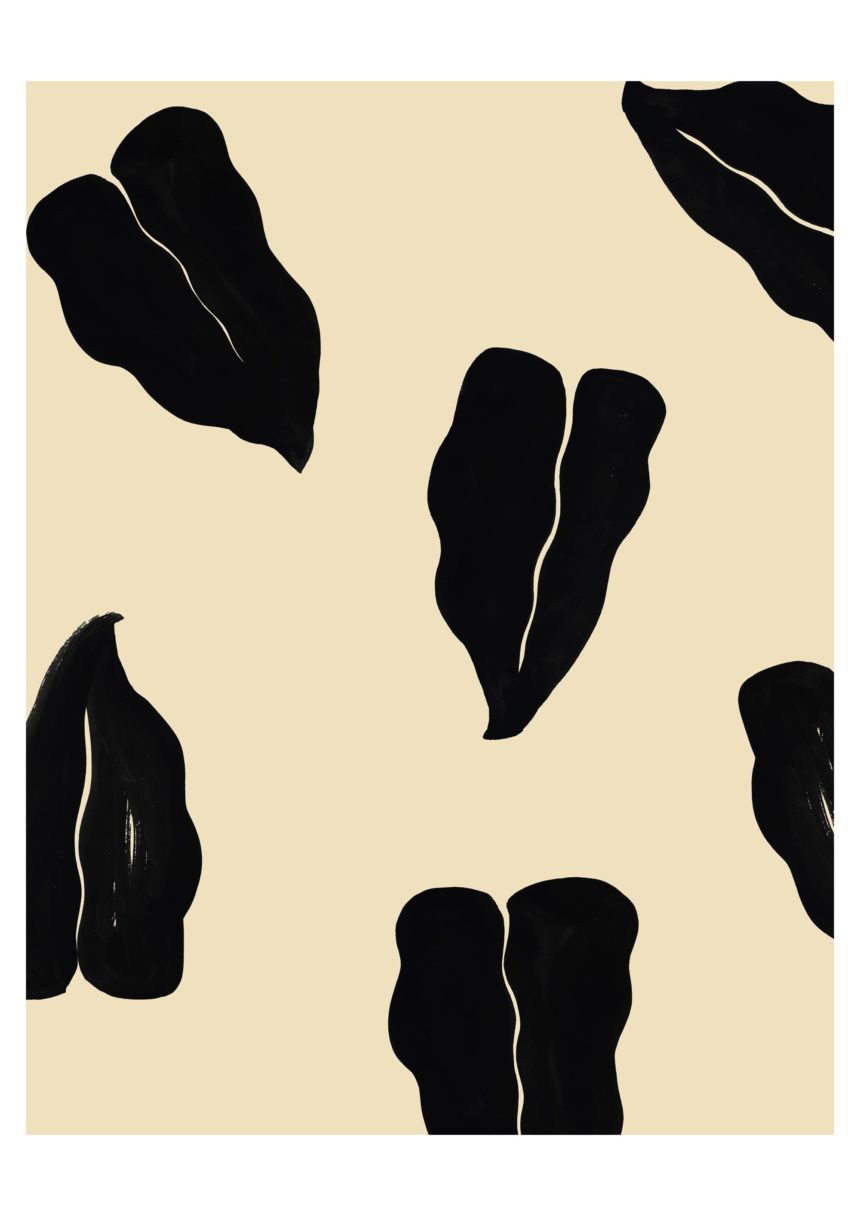 Illustration of black leaves.