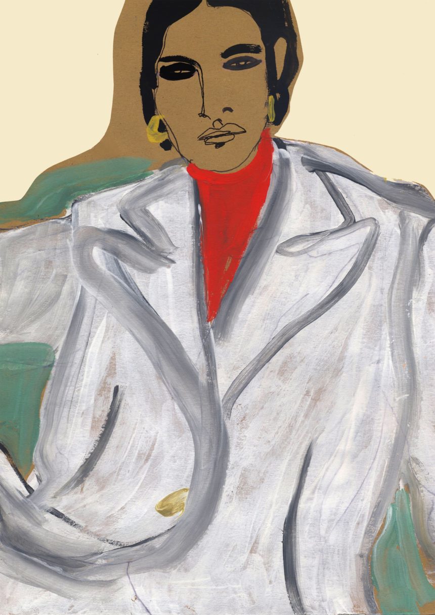 Illustrated painting of woman.