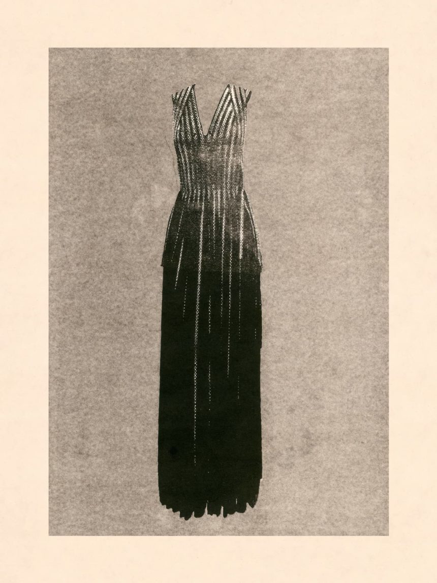 Monotype of Alaïa dress.