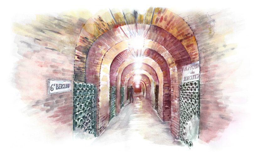 Illustration d'une cave de champagne.