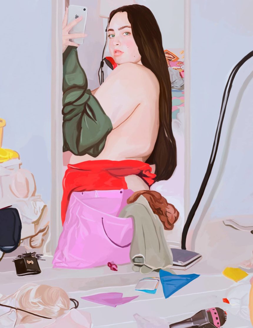 Digital illustration of a girl from behind.