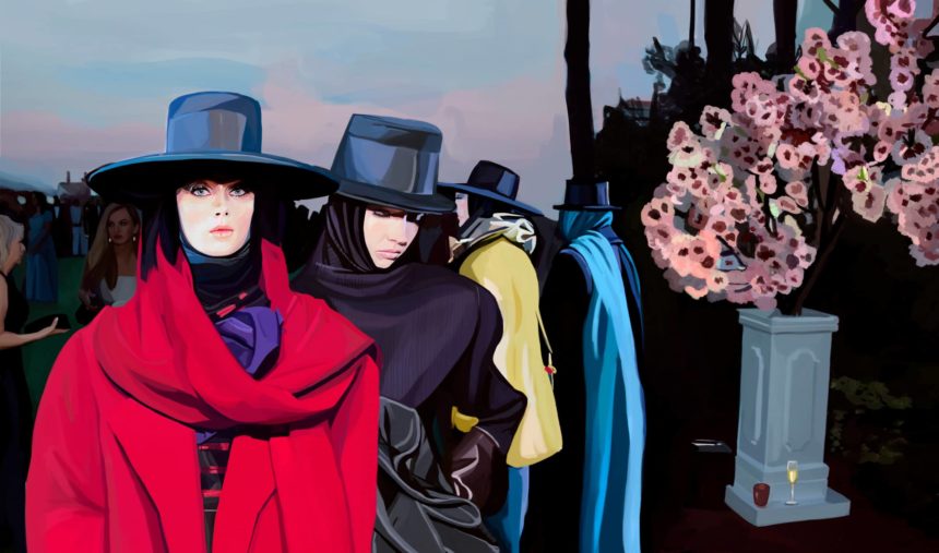 Digital illustration of fashion silhouettes.