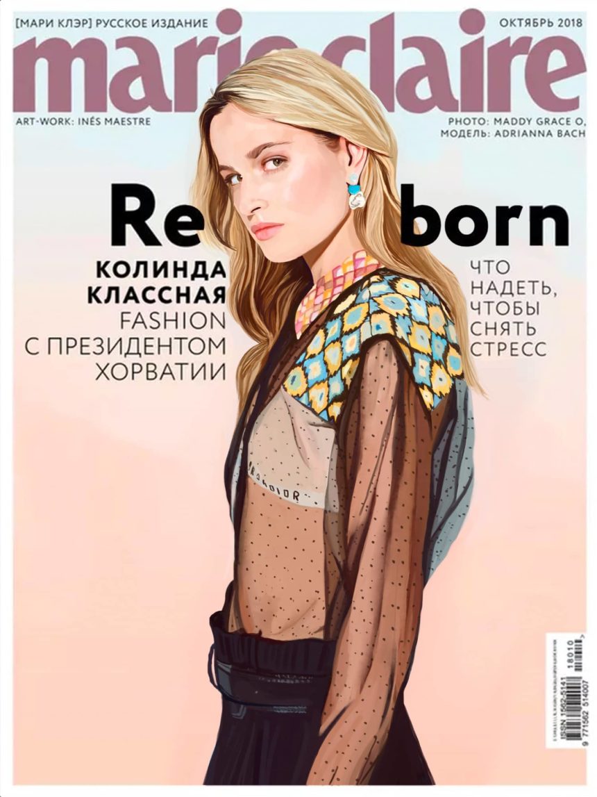 Illustrated cover of Marie-Claire magazine