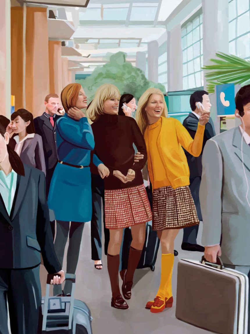 Digital illustration of 2 girls talking.