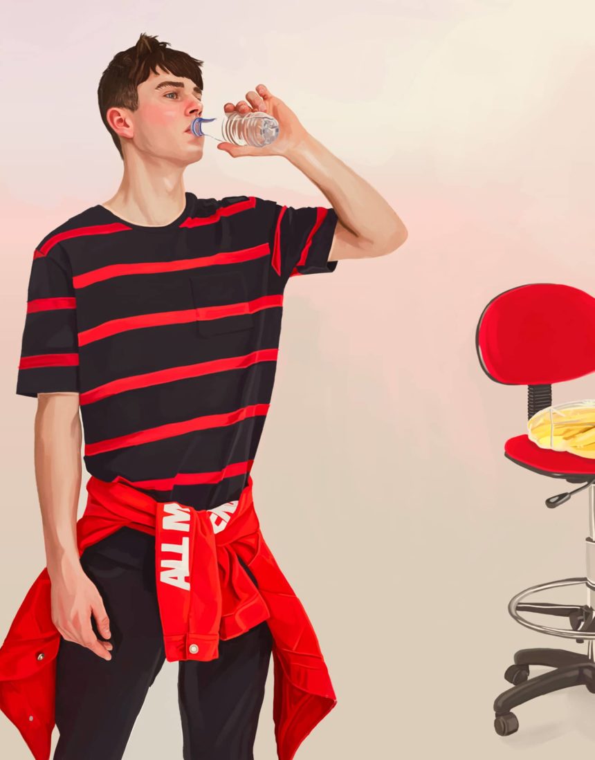 Digital illustration of boy with a pastel background.