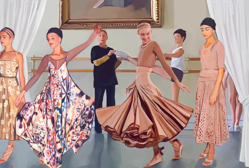 Digital illustration of dancing girls.