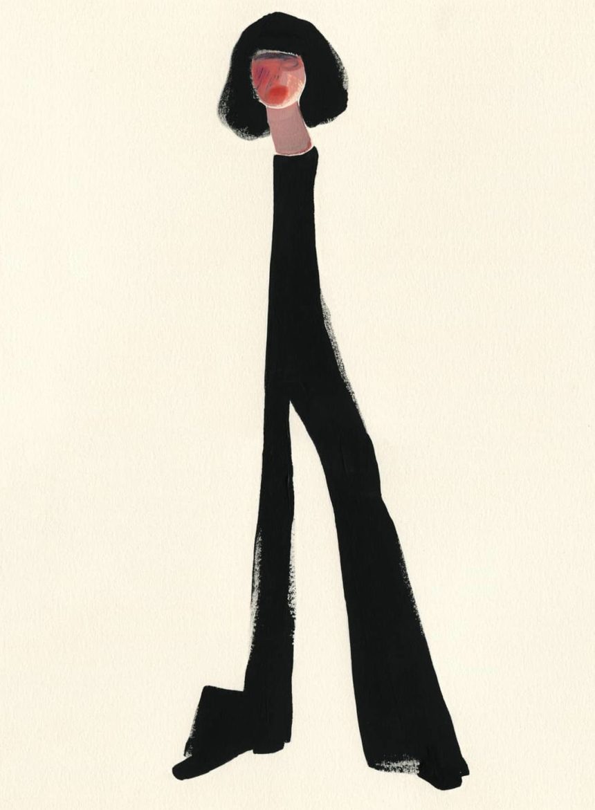 Illustrated fashion silhouette.